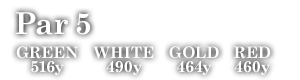 Par 5　GREEN 516y WHITE 490y GOLD 464y RED 460y